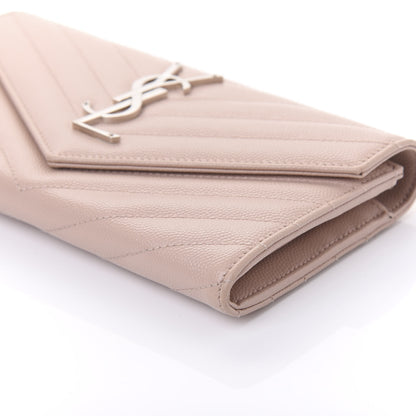 Saint Laurent Grain De Poudre Matelasse Chevron Monogram Wallet Pale Pink 7 of 10