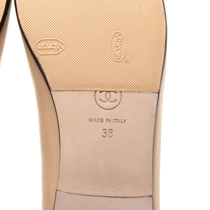 Chanel Lambskin CC Cap Toe Ballerina Flats 38 Beige Black 10 of 12