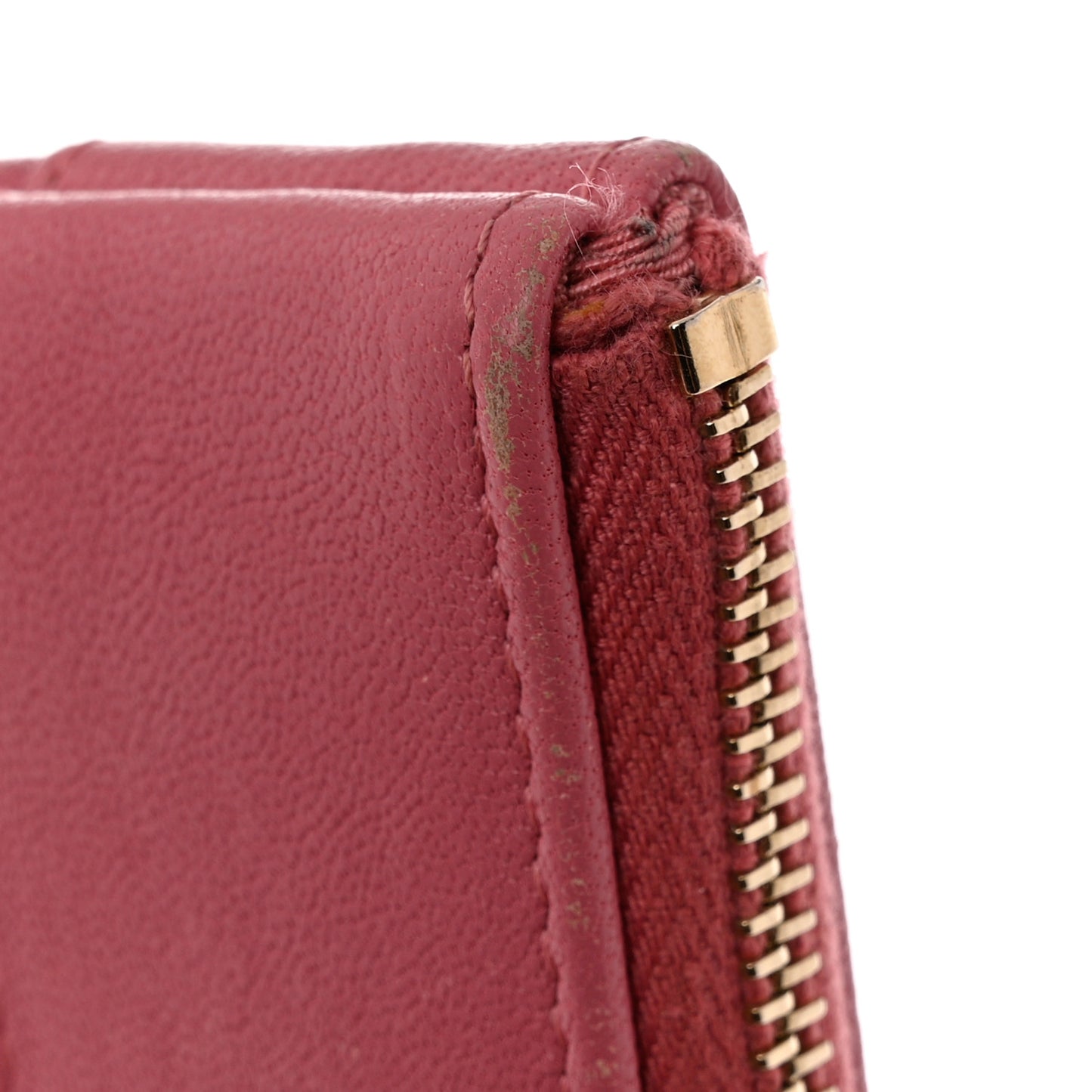 Sheepskin Quilted Small Mademoiselle Vintage Zip Pouch Dark Pink