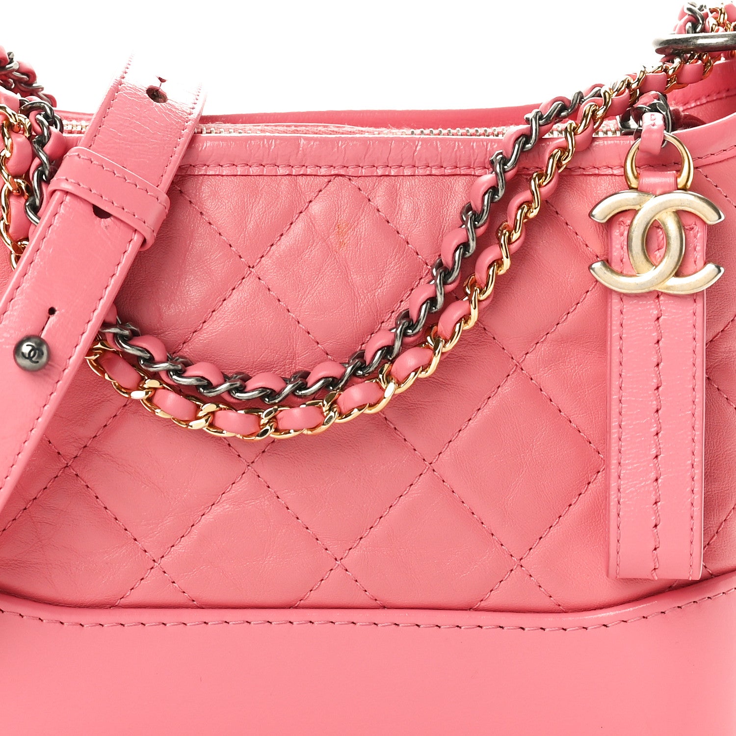 Chanel Aged Calfskin Quilted Small Gabrielle Hobo Pink 8 of 10