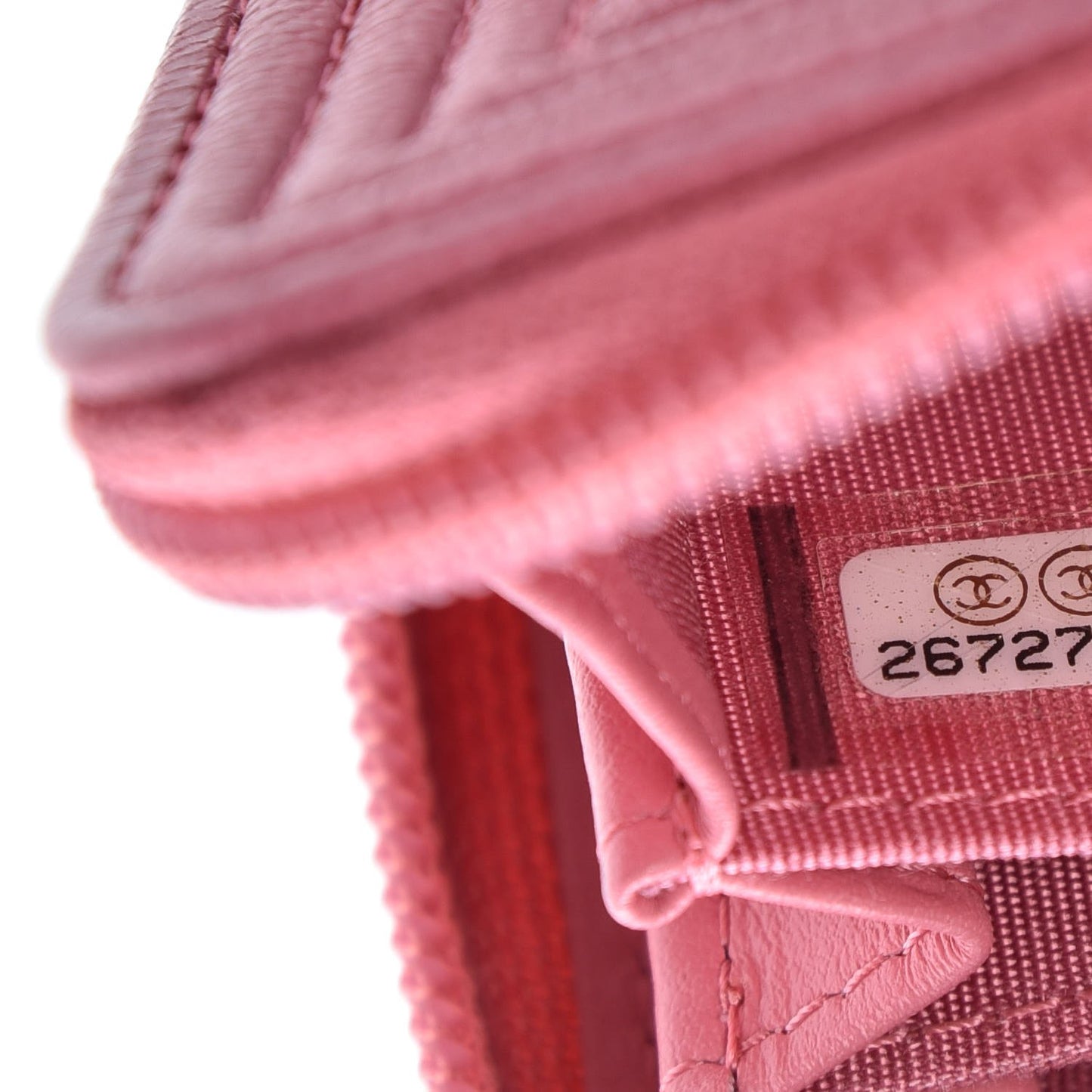 Caviar Chevron Zip Around Boy Coin Purse Wallet Dark Pink