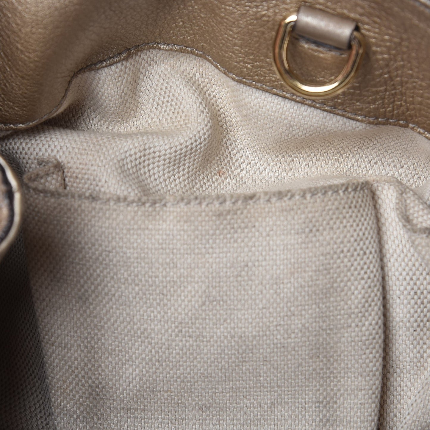 Metallic Pebbled Calfskin Medium Soho Chain Shoulder Bag Golden Beige
