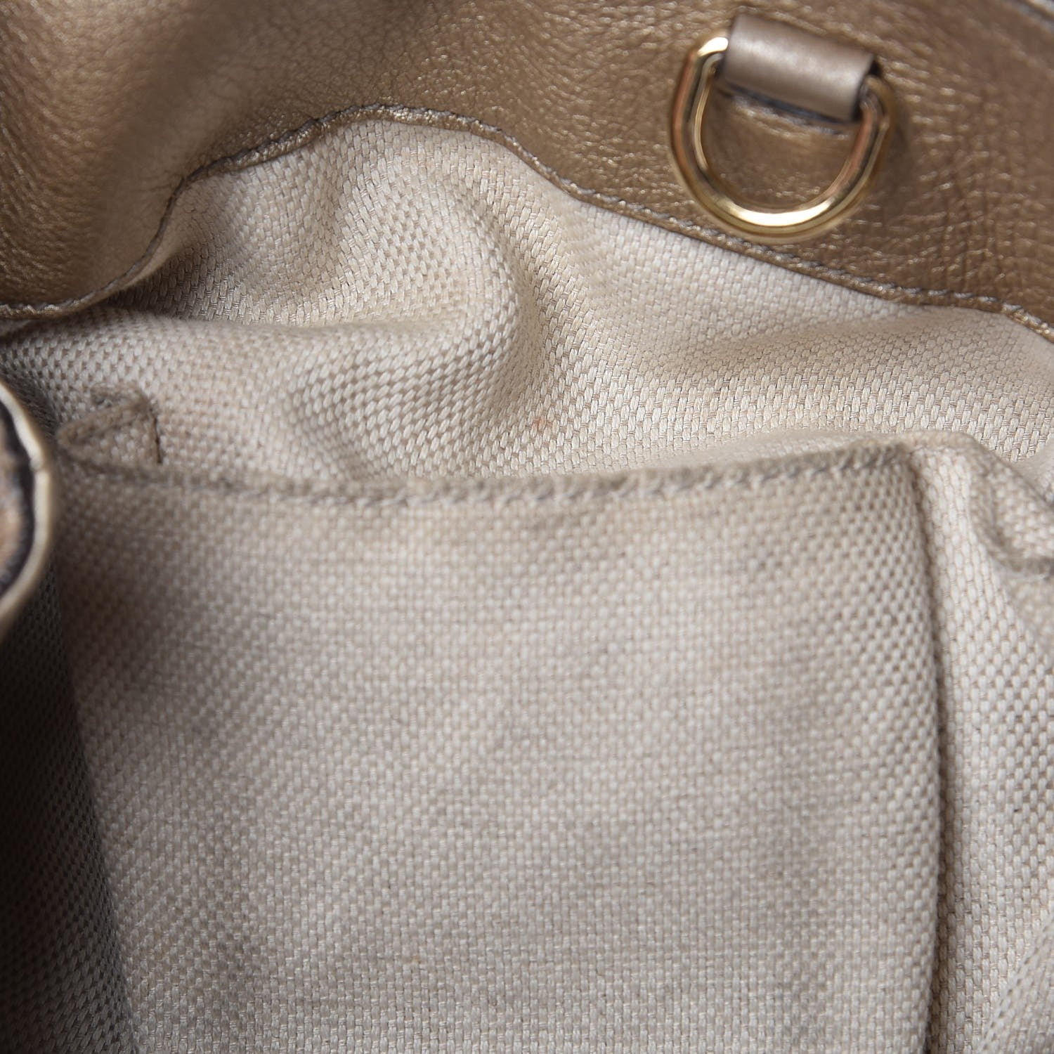 Gucci Metallic Pebbled Calfskin Medium Soho Chain Shoulder Bag Golden Beige 9 of 13