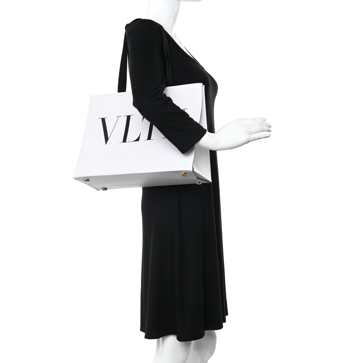 Printed Calfskin VLTN Tote White