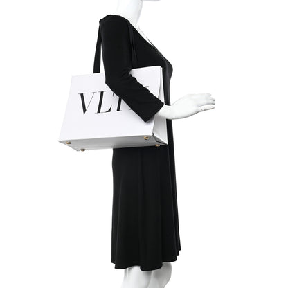 Valentino Garavani Printed Calfskin VLTN Tote White 2 of 9