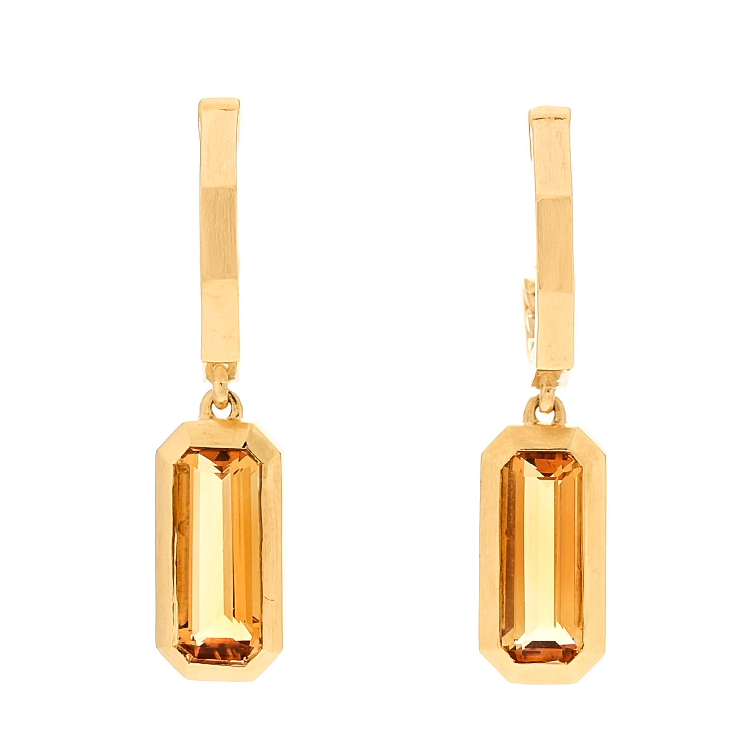 David Yurman 18K Yellow Gold Citrine Novella Hoop Drop Earrings 1 of 5