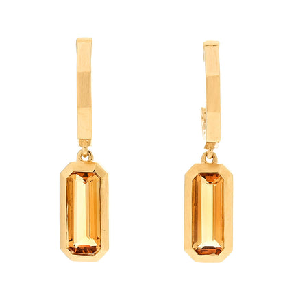 David Yurman 18K Yellow Gold Citrine Novella Hoop Drop Earrings 1 of 5