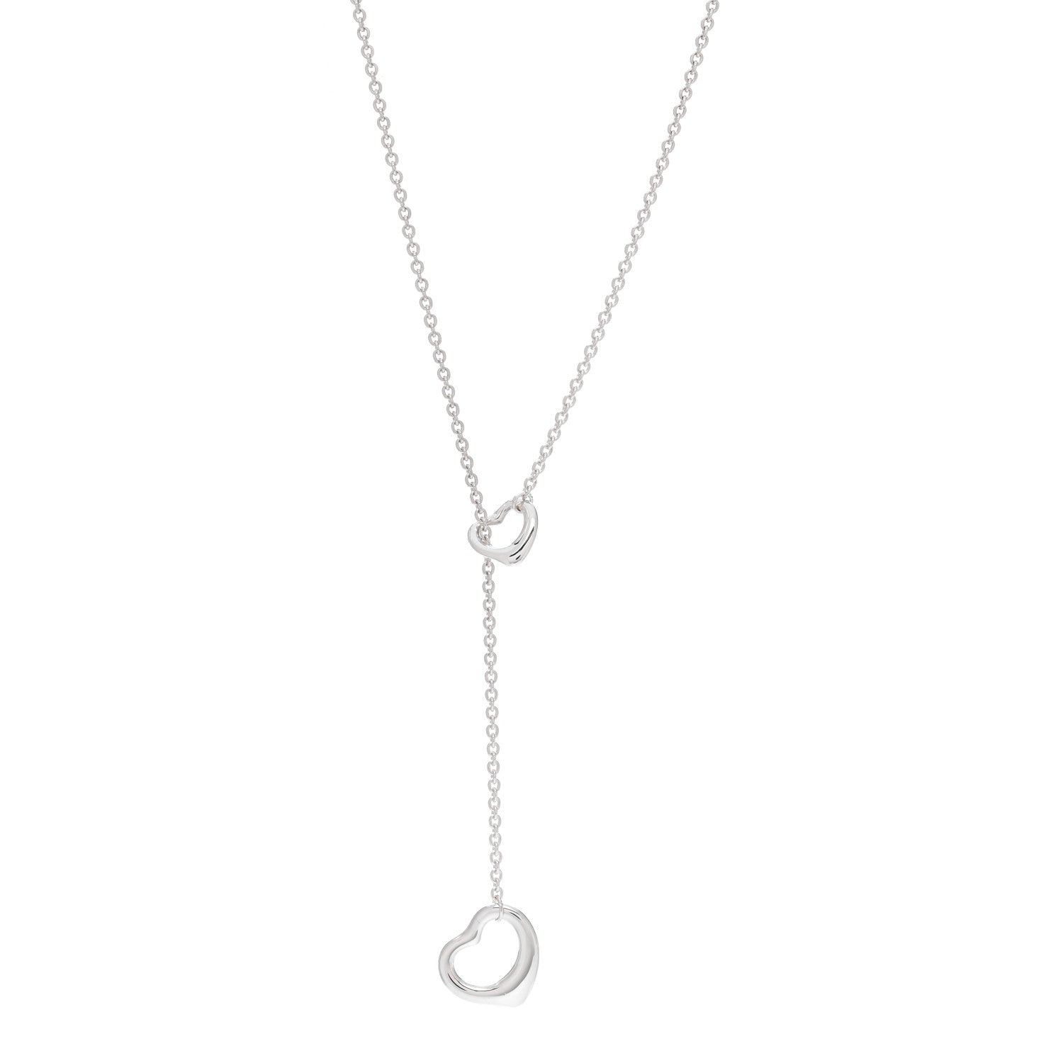 Tiffany Sterling Silver Elsa Peretti Open Heart Lariat Necklace 1 of 6