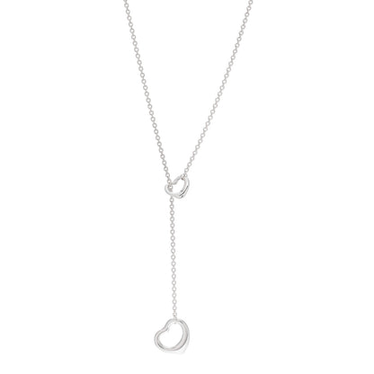 Tiffany Sterling Silver Elsa Peretti Open Heart Lariat Necklace 1 of 6