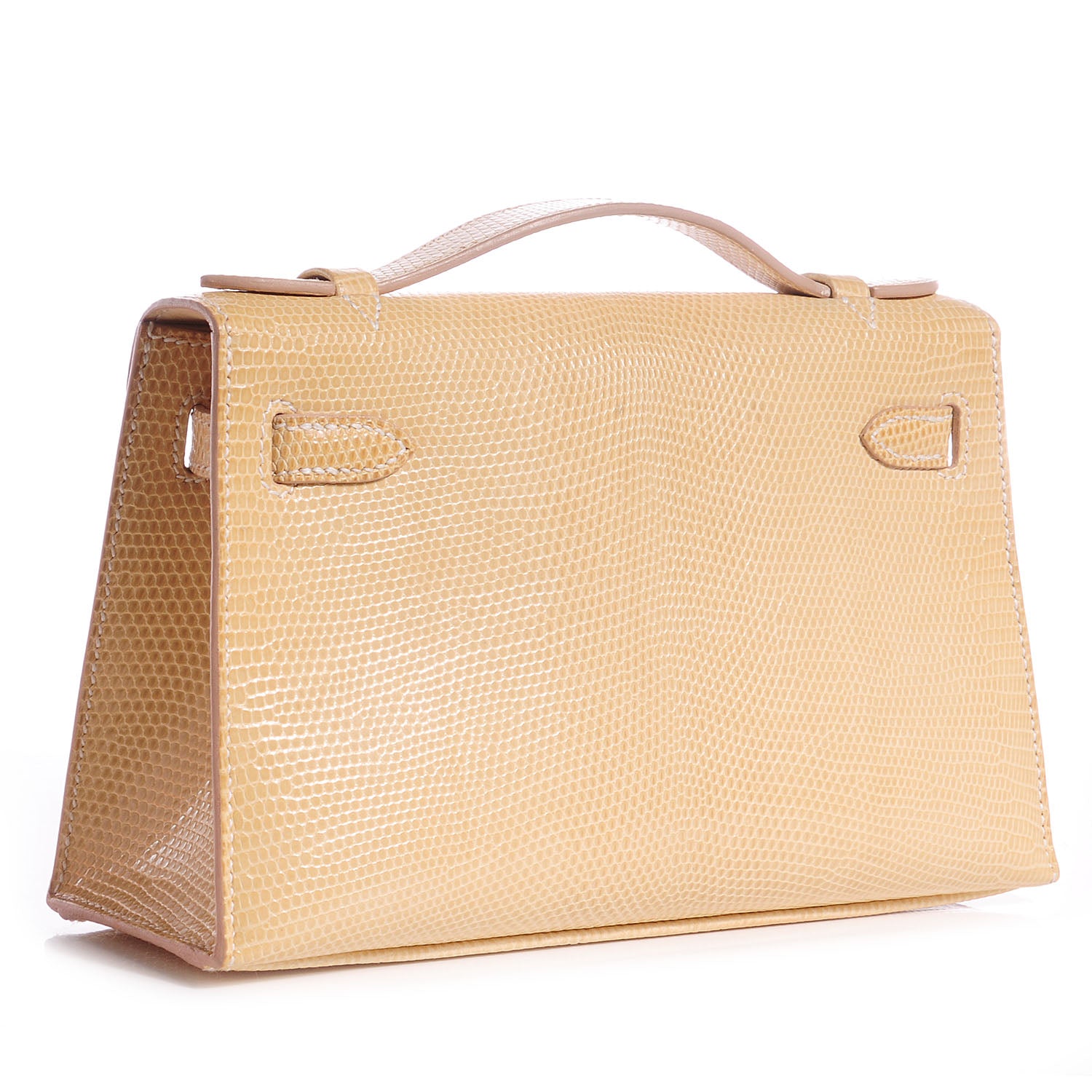 Hermes Lizard Kelly Pochette Clutch Beige 3 of 15