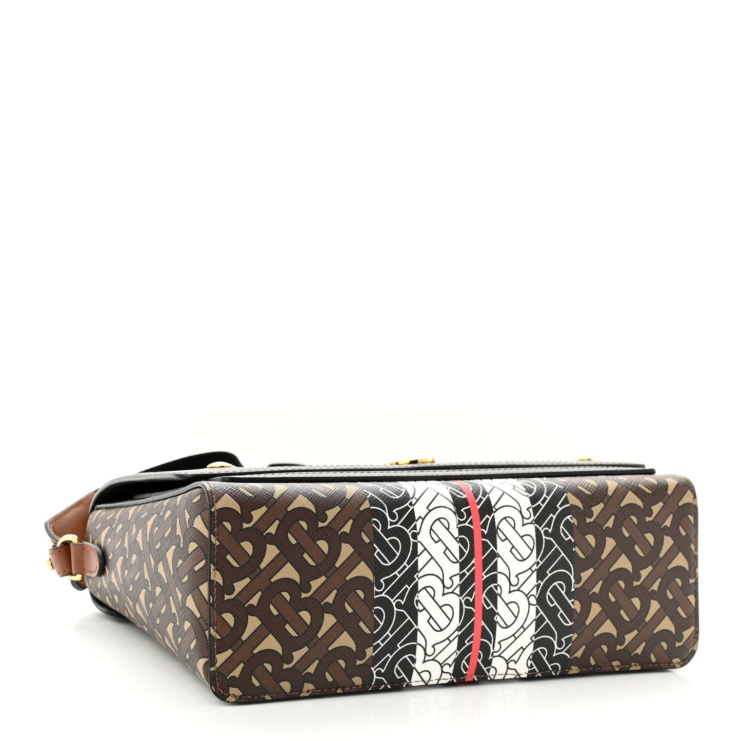E-Canvas Monogram Stripe Note Crossbody Bag Bridle Brown