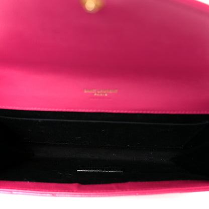 Saint Laurent Grain De Poudre Matelasse Chevron Monogram Envelope Clutch Fuchsia 5 of 10