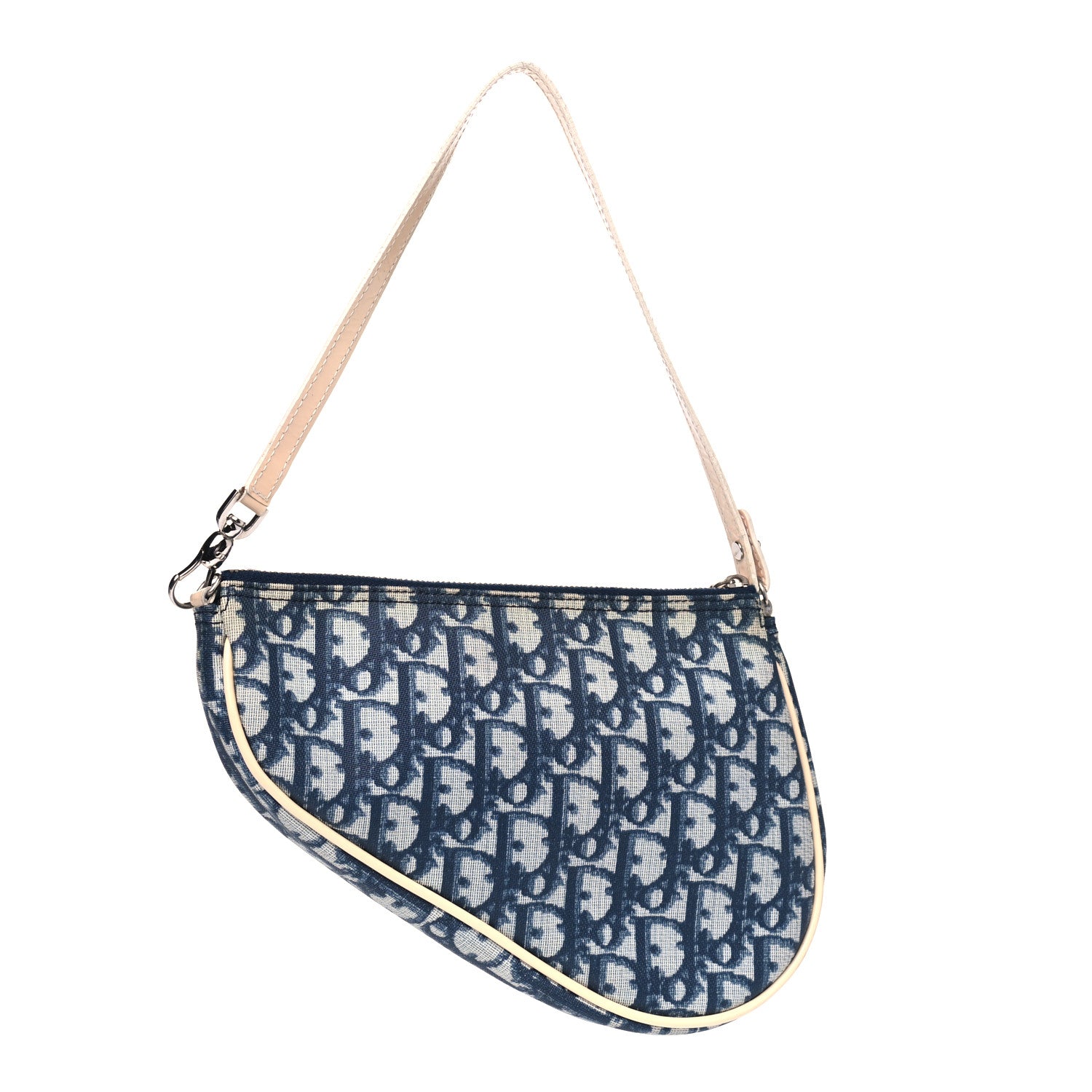 Christian Dior Monogram Mini Saddle Pochette White Blue 2 of 9