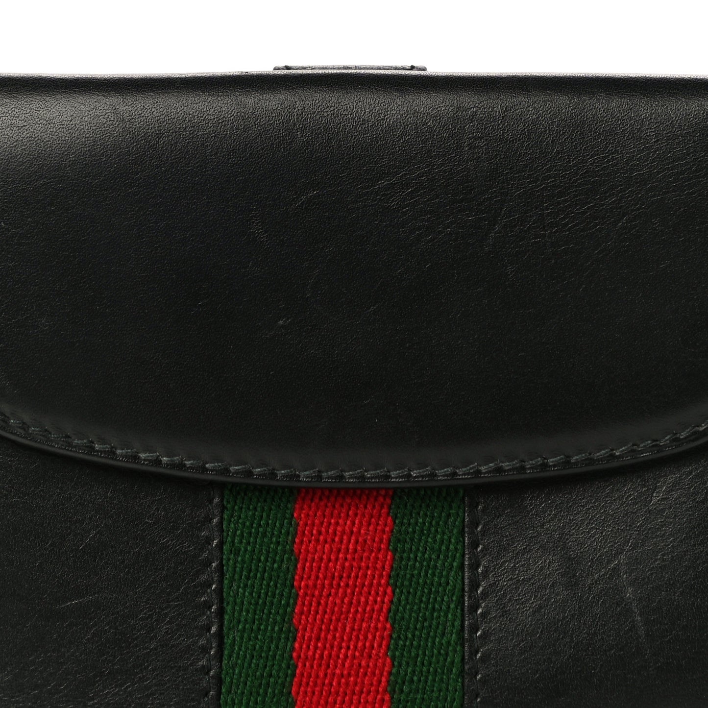 Calfskin Web Compact Wallet Black