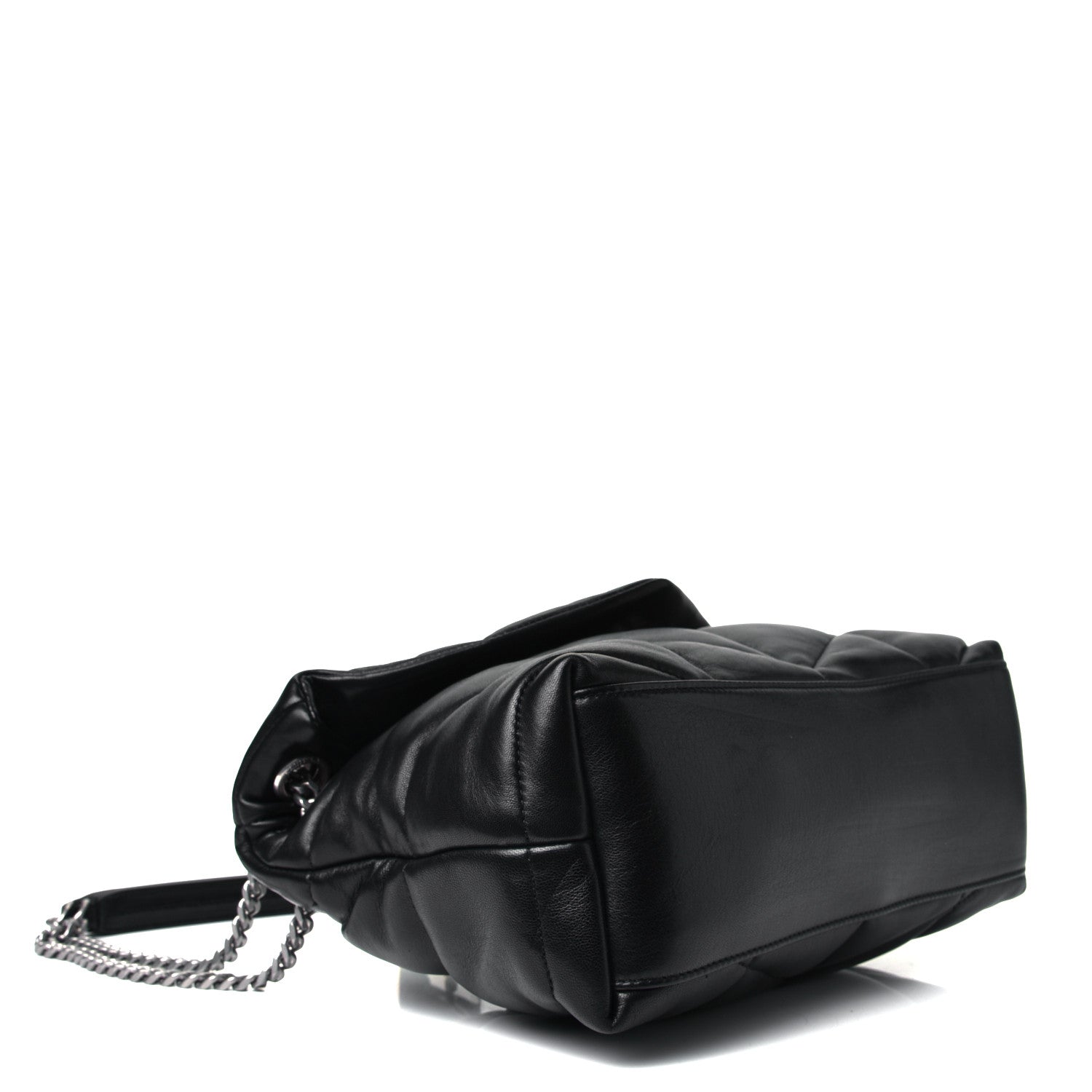 Saint Laurent Lambskin Quilted Small Loulou Puffer Monogram Chain Satchel Black 3 of 4