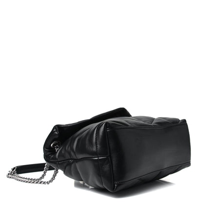 Saint Laurent Lambskin Quilted Small Loulou Puffer Monogram Chain Satchel Black 3 of 4