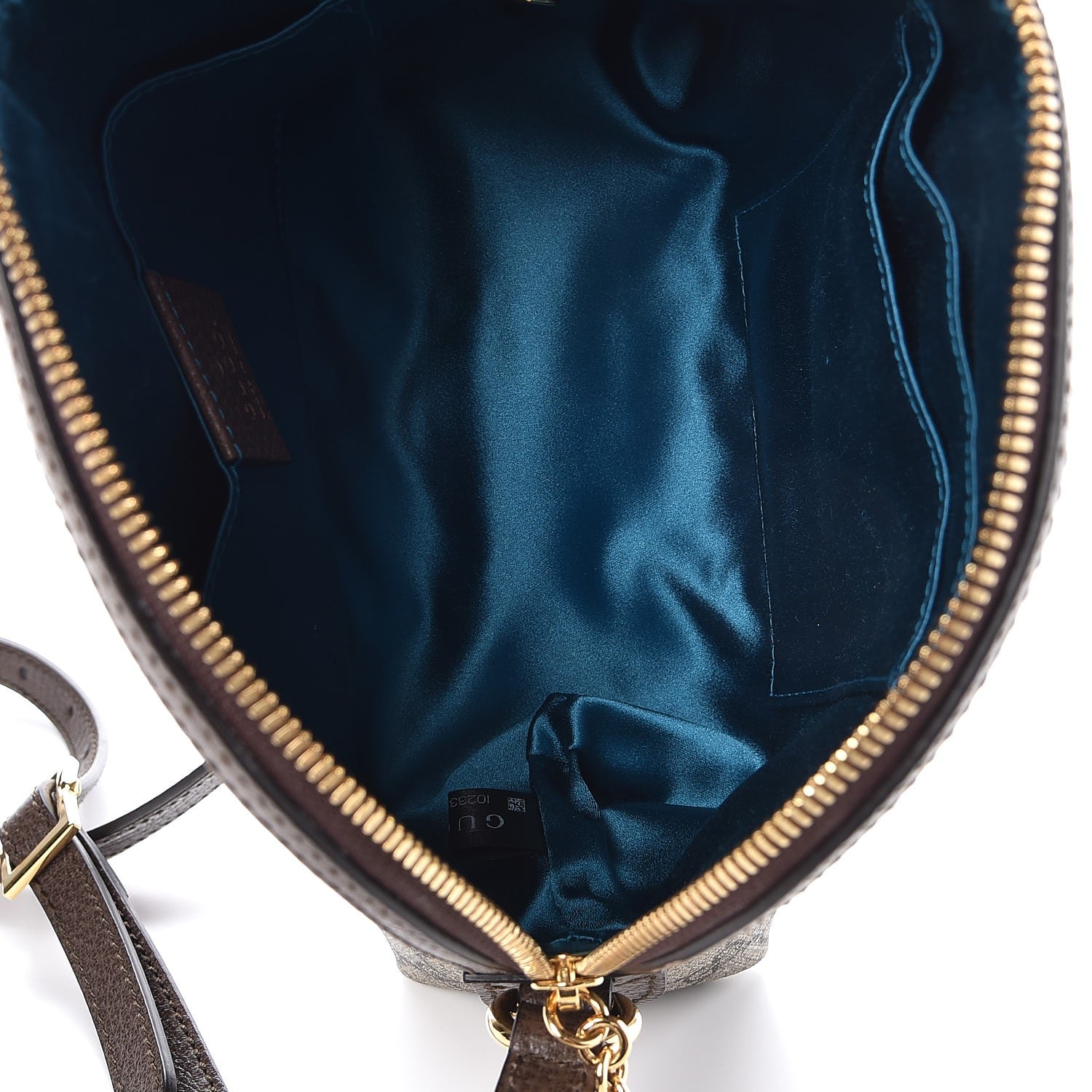 Gucci GG Supreme Monogram Textured Dollar Calfskin Web Small Ophidia Dome Shoulder Bag Beige Ebony New Acero 5 of 8
