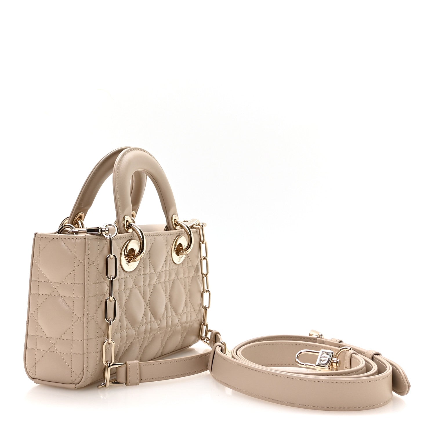 Christian Dior Lambskin Cannage Small Lady D-Joy Powder Beige 3 of 11