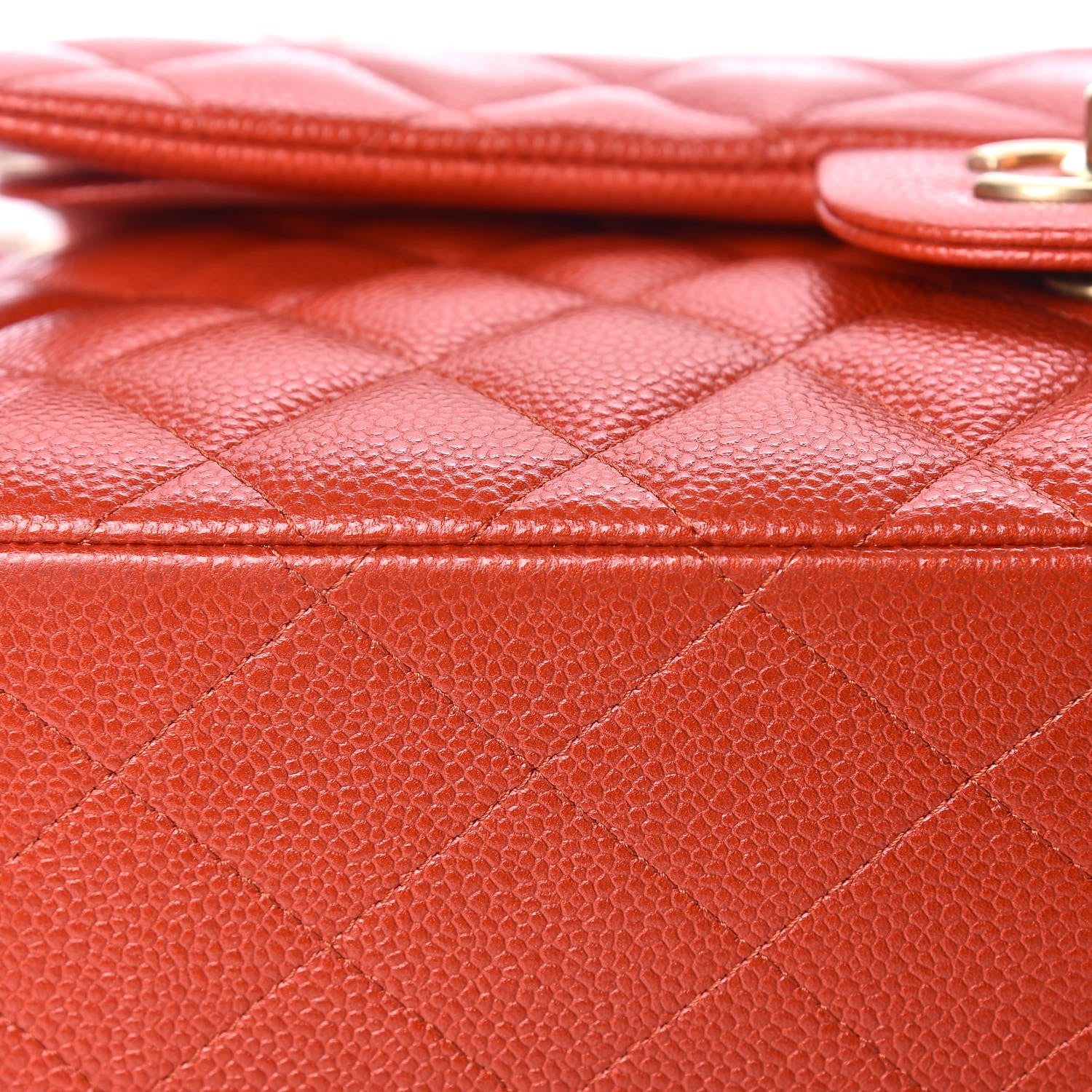 Chanel Pearly Caviar Quilted Jumbo Double Flap Orange 11 of 12
