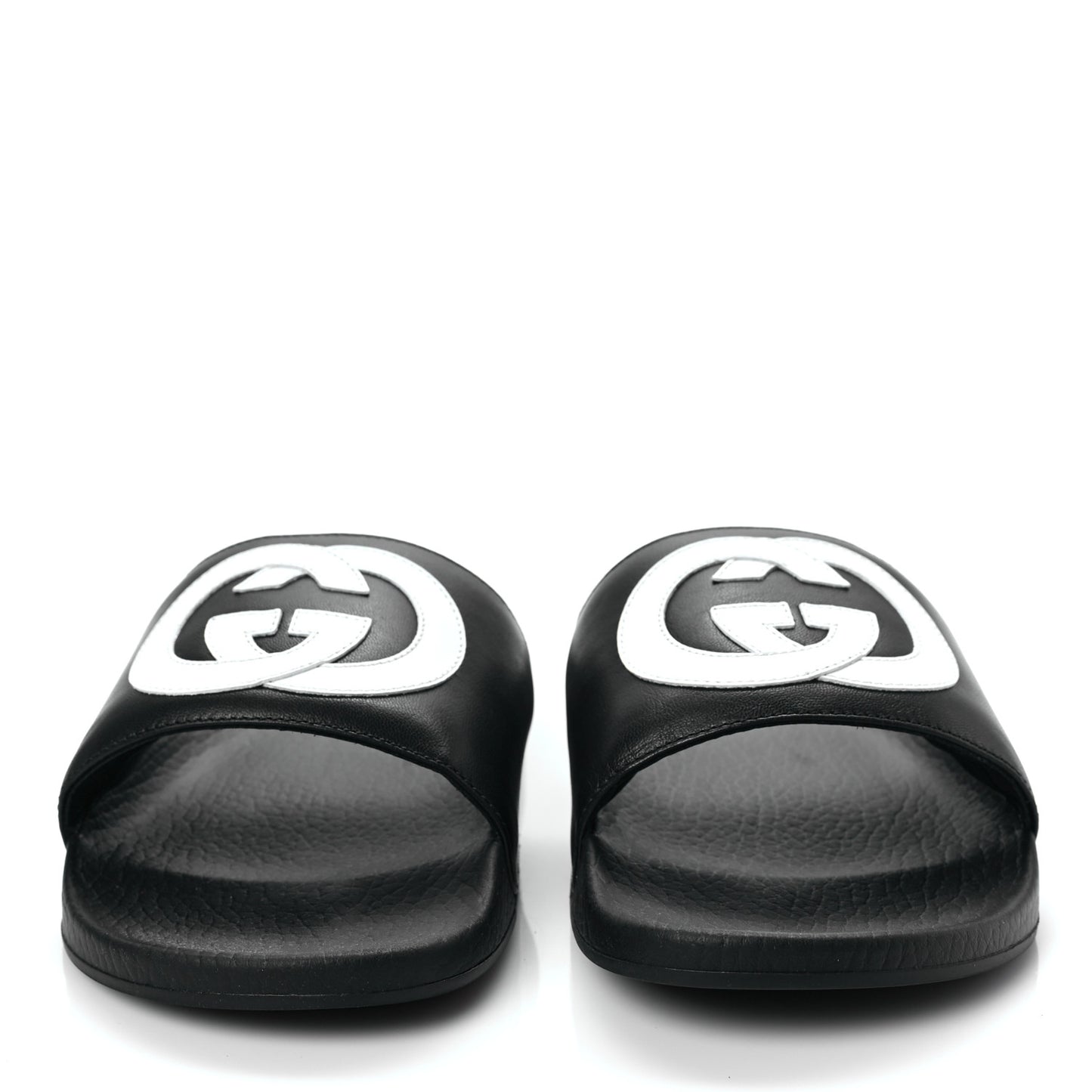 Nappa Miro Soft Calfskin Womens Interlocking G Slide Sandals 41 Black White
