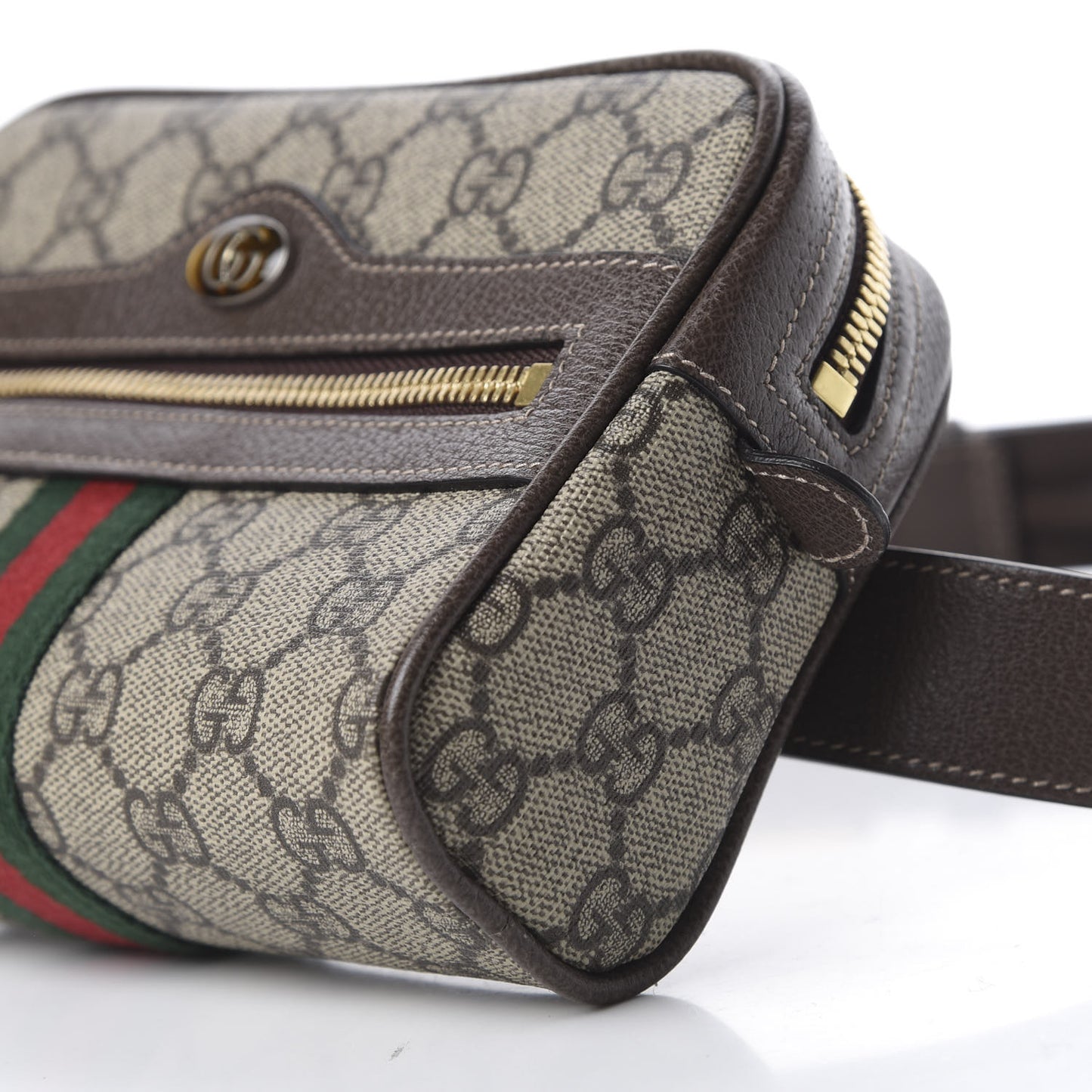 GG Supreme Monogram Web Small Ophidia Belt Bag 85 34 Dark Brown
