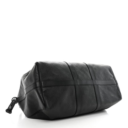 Louis Vuitton Calfskin Shadow Monogram Keepall Bandouliere 50 Black 3 of 9