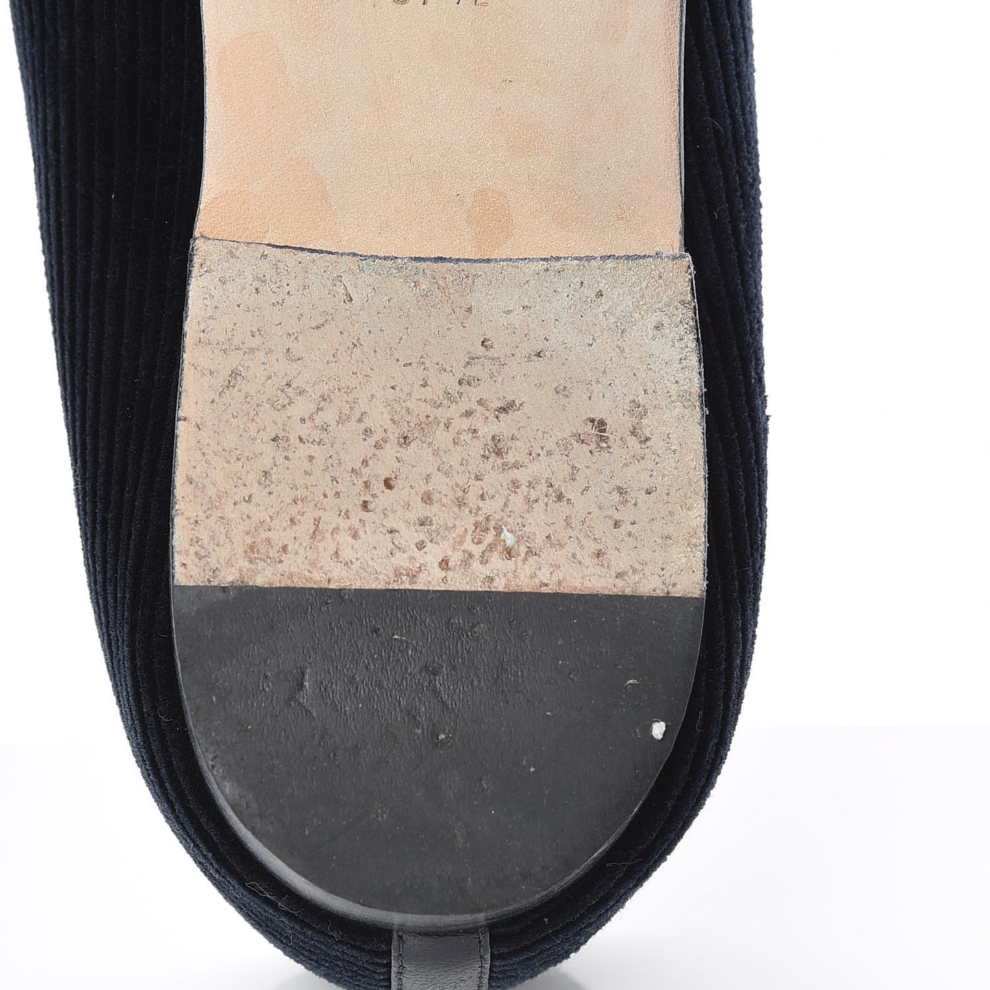 Velvet Patent Calfskin Cap Toe Ballerina Flats 37.5 Navy Black