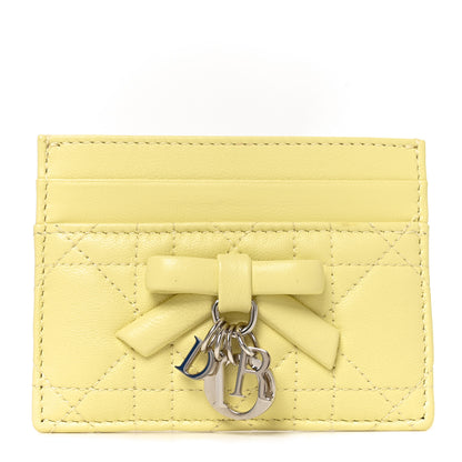 Christian Dior Lambskin Cannage Lady Dior Fressia Card Holder Mimosa 1 of 8