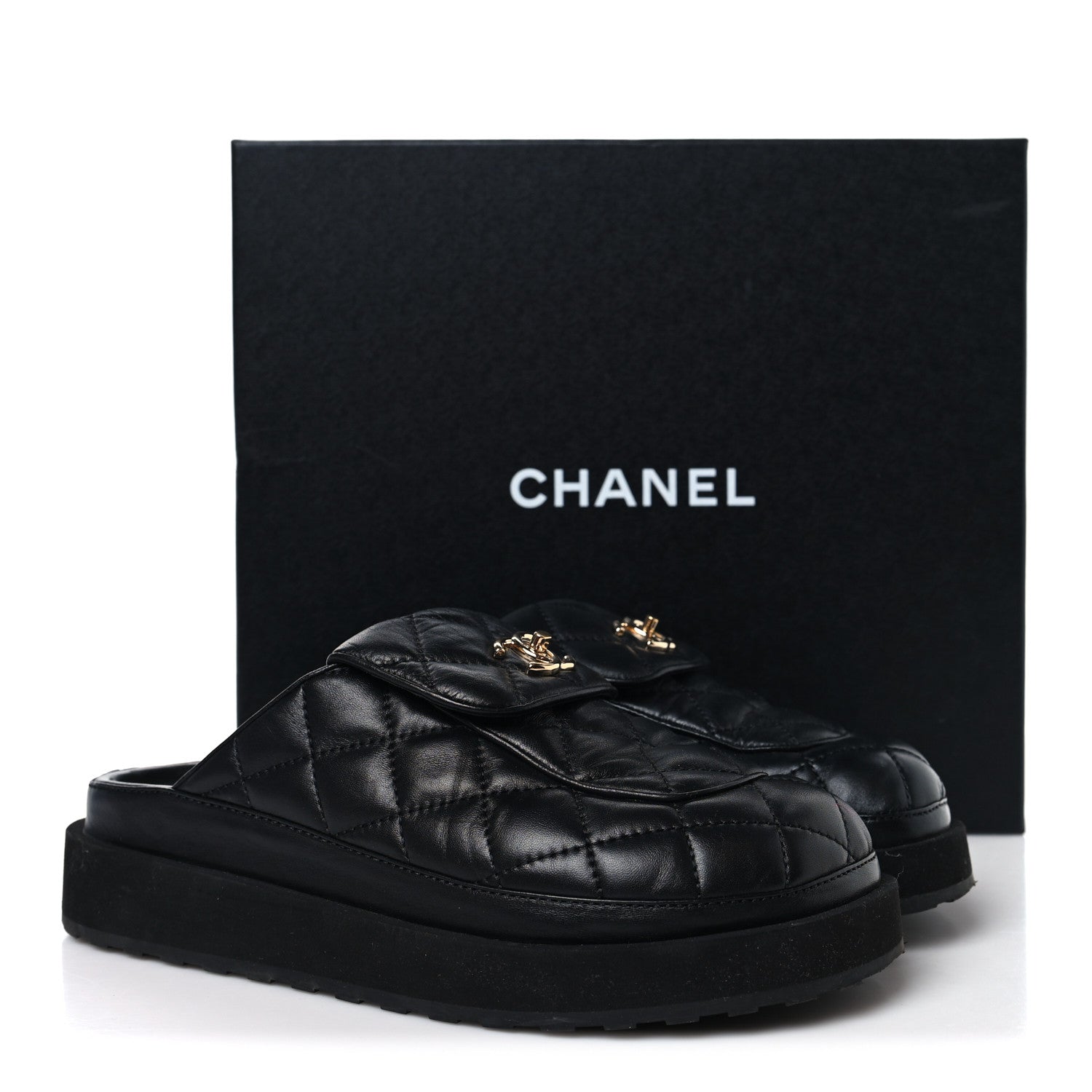 Chanel Lambskin Quilted CC Turnlock Mules 39 Black 10 of 10