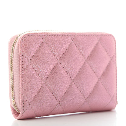 Chanel Iridescent Caviar Quilted Zip Coin Purse Pink 2 of 4