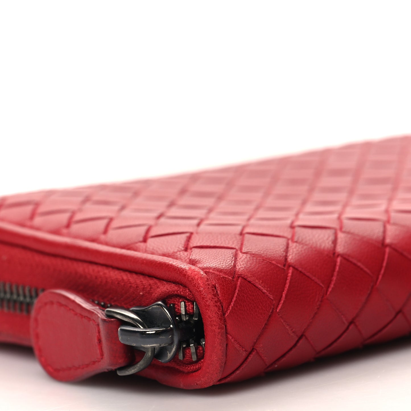 Nappa Intrecciato Zip Around Wallet Red
