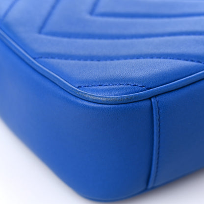 Chanel Lambskin Chevron Quilted Pyramid CC Camera Case Blue 10 of 13