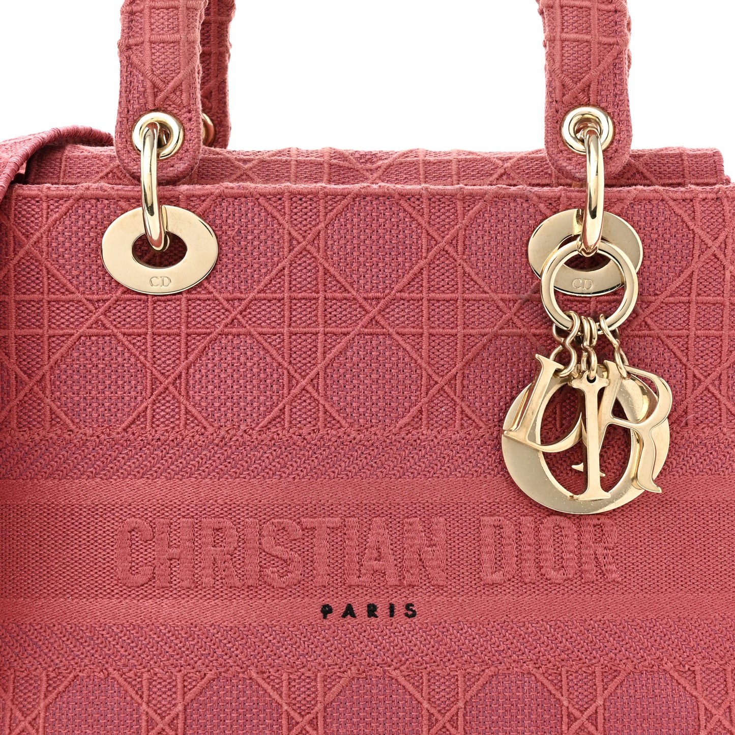 Canvas Embroidered Cannage Medium Lady D-Lite Pink
