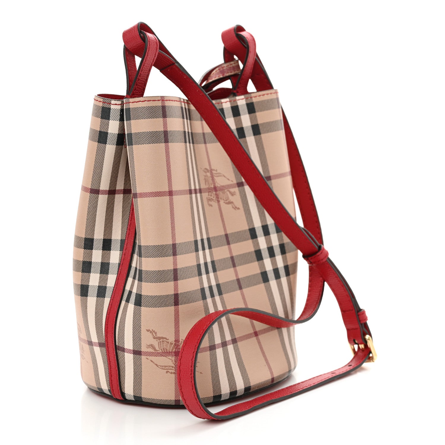 Burberry Haymarket Check Colours Small Lorne Bucket Crossbody Poppy Red 3 of 9