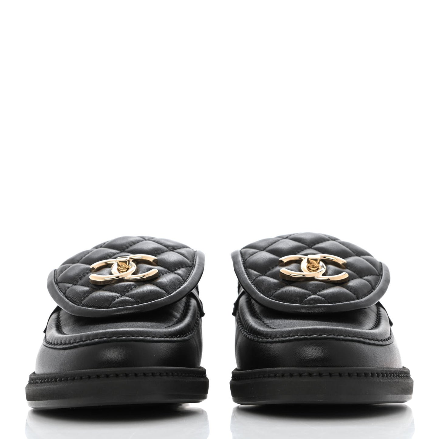 Lambskin Quilted CC Turnlock Loafers 37 Black