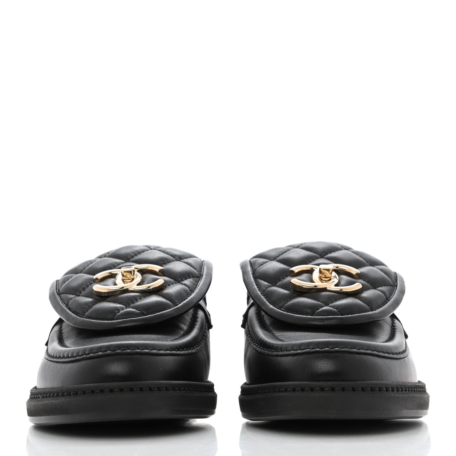 Chanel Lambskin Quilted CC Turnlock Loafers 37 Black 2 of 9