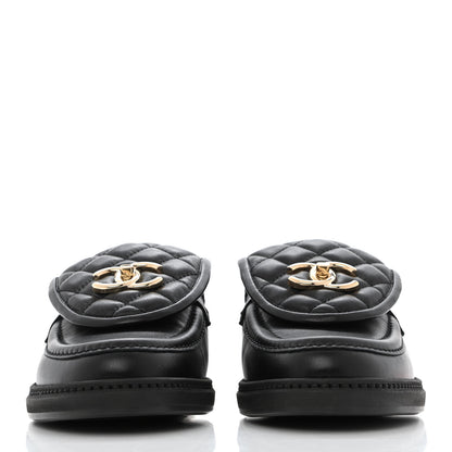 Chanel Lambskin Quilted CC Turnlock Loafers 37 Black 2 of 9
