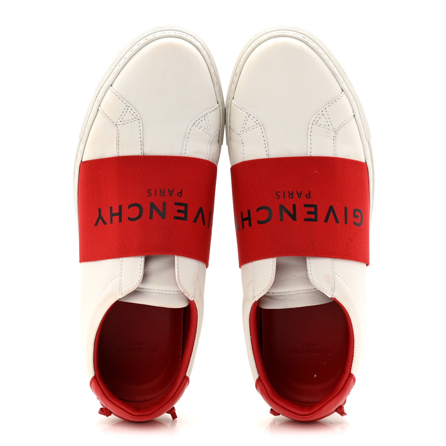 Givenchy Calfskin Band Logo Womens Urban Street Sneakers 40 White Red 2 of 9