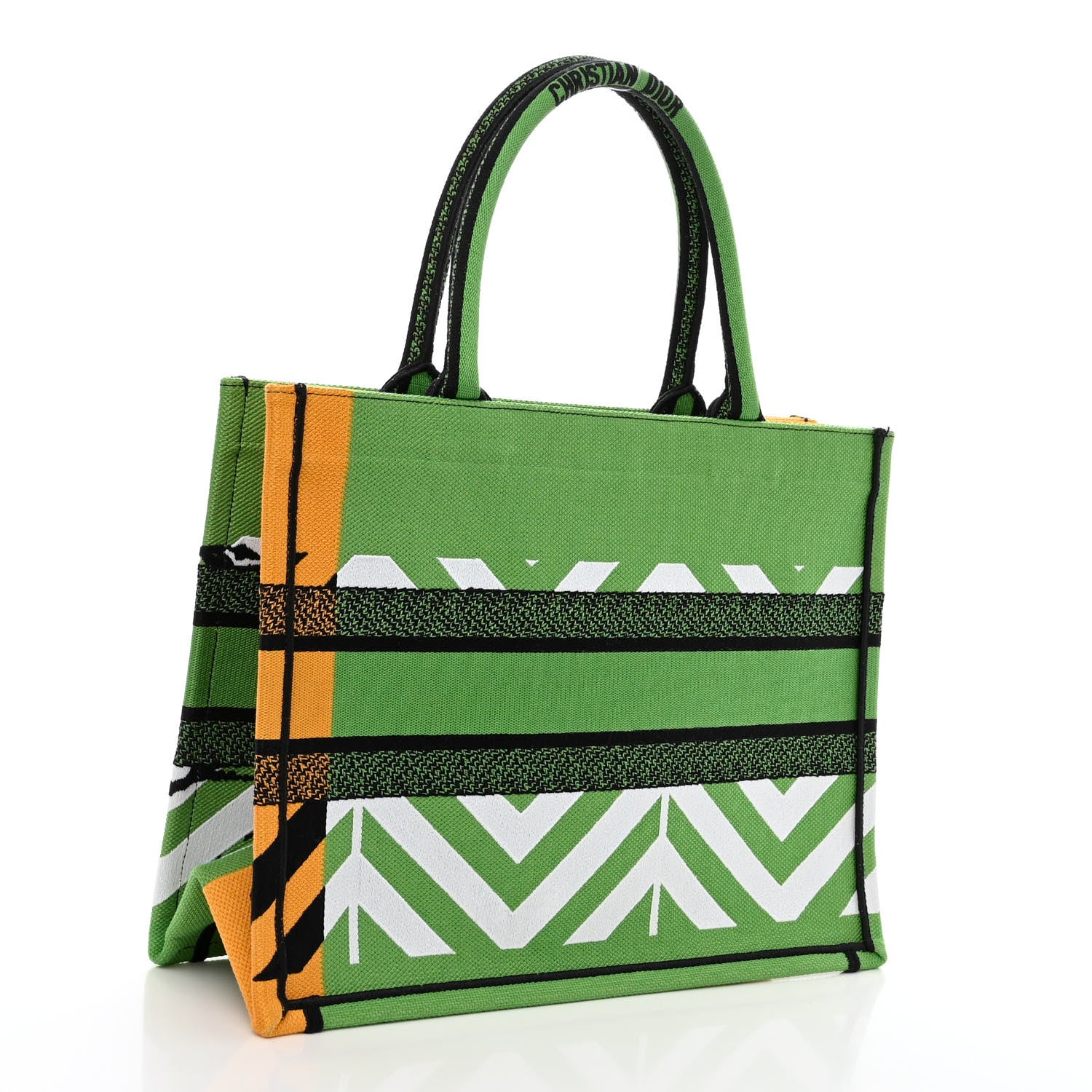 Christian Dior Canvas Embroidered Medium Jungle Pop Book Tote Green Multicolor 3 of 9