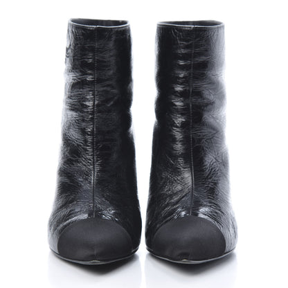 Chanel Crumpled Calfskin Satin Cap Toe Short Ankle Boots 39 Black 2 of 10