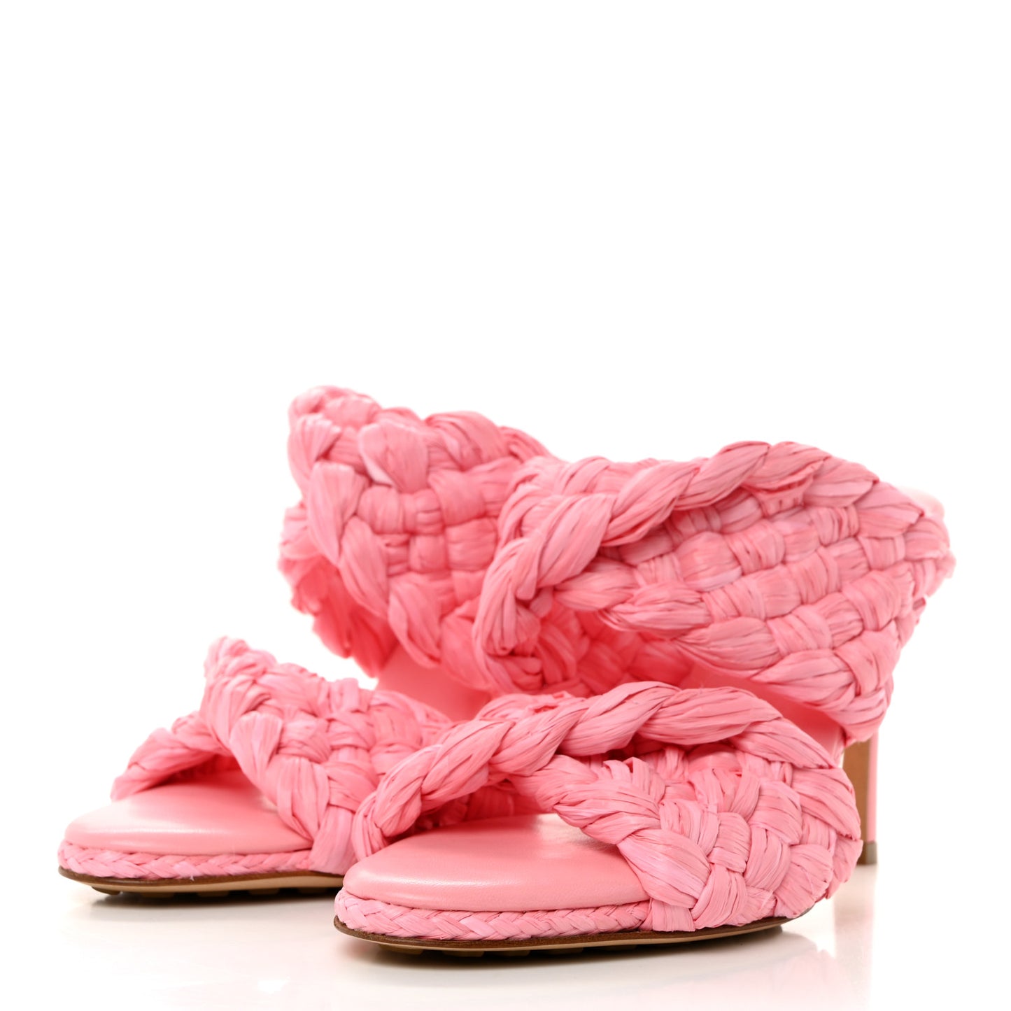 Raffia Twisted Intrecciato Stretch Mule Sandals 35 Blossom