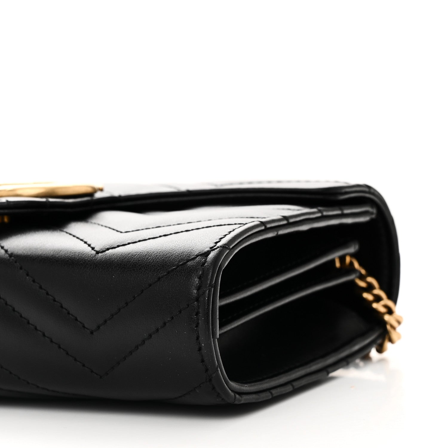 Gucci Calfskin Matelasse GG Marmont Chain Wallet Black 9 of 9