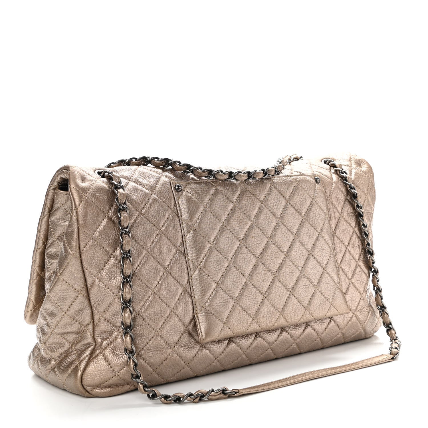Chanel Metallic Calfskin Quilted XXL Travel Flap Bag Gold 3 of 12