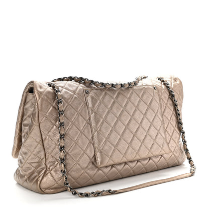 Chanel Metallic Calfskin Quilted XXL Travel Flap Bag Gold 3 of 12