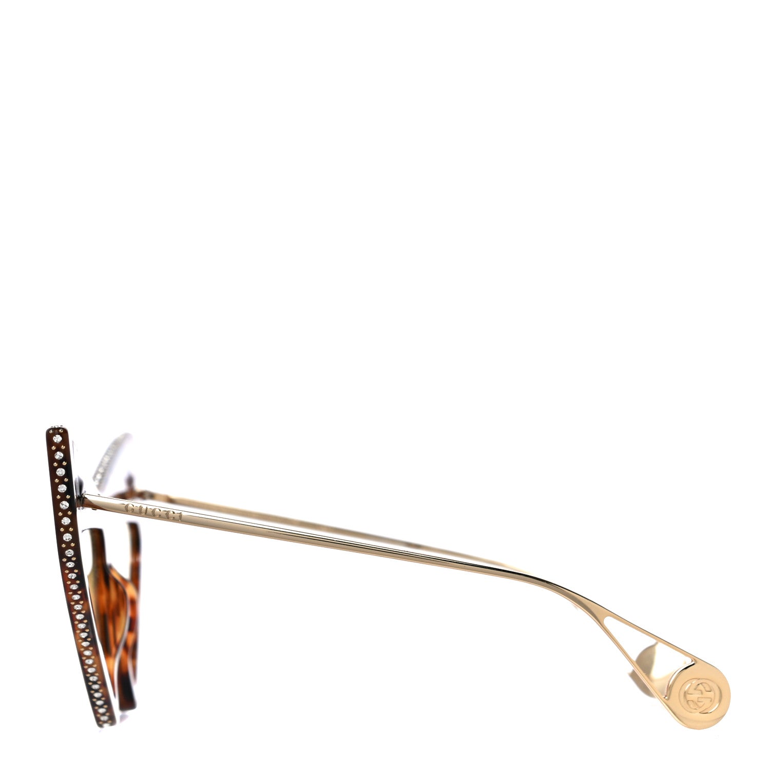 Gucci Acetate Crystal Geometric Sunglasses GG0430S Havana 2 of 6