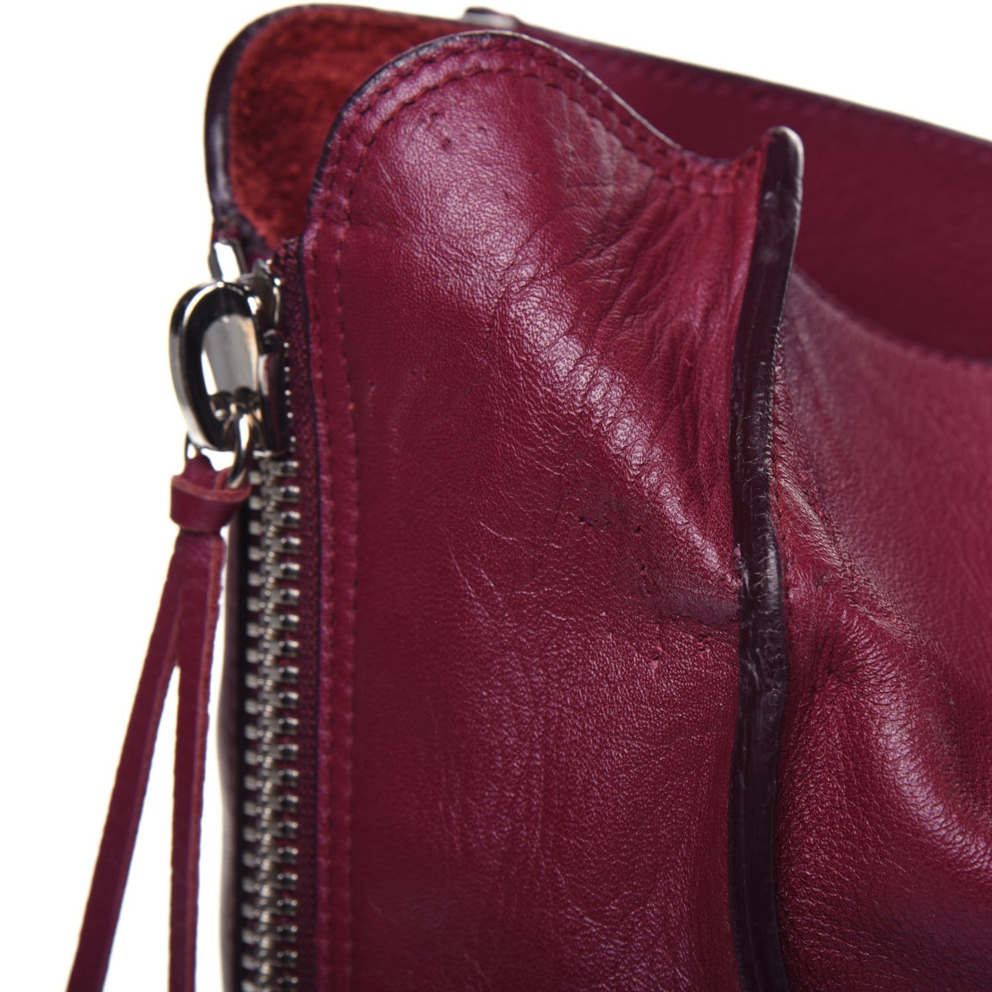 Veau Papier Classic Silver Hardware A4 Zip Around Tote Rouge Pourpre