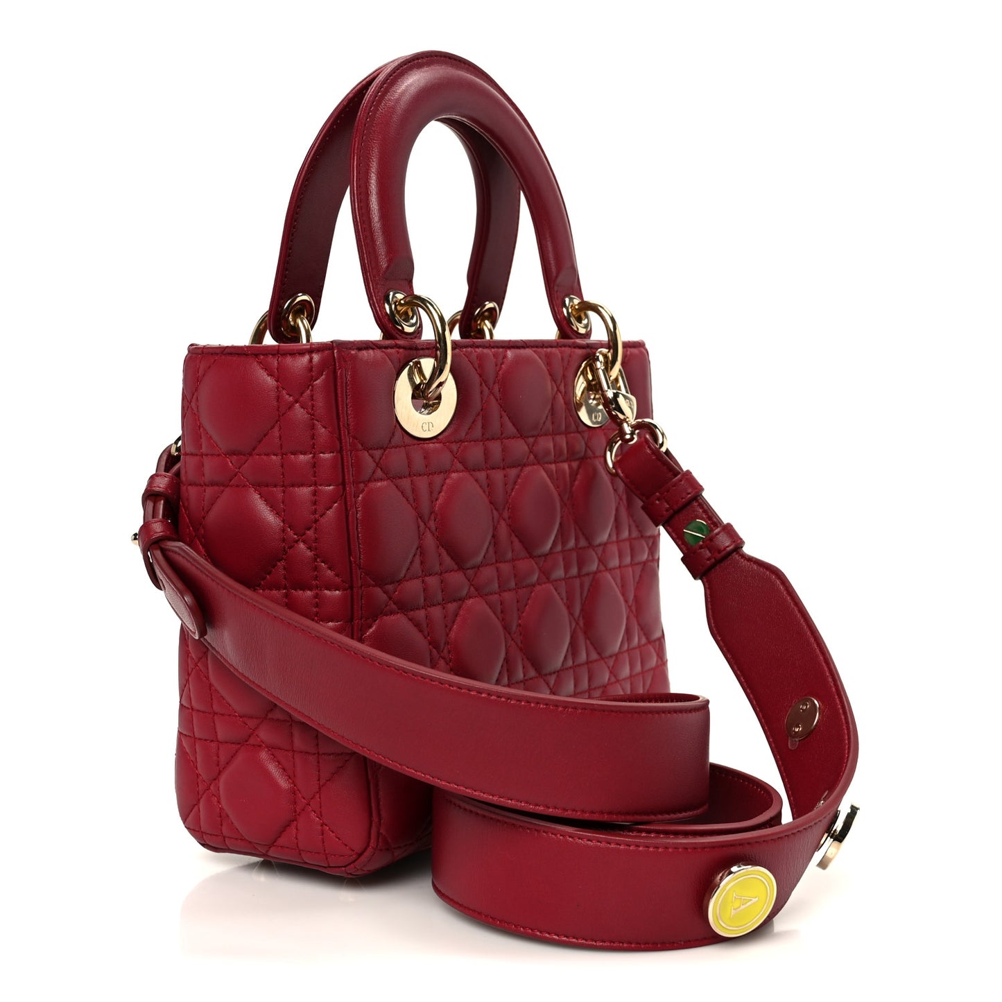 Lambskin Cannage Small Lucky Badges My Lady Dior Scarlet Red