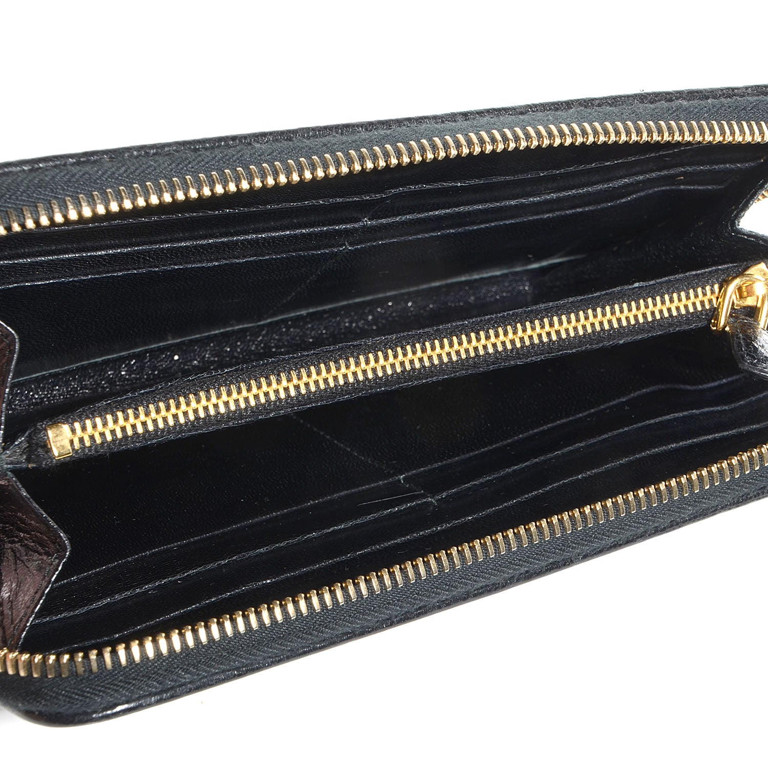 Prada Goatskin Woven Zip Around Wallet Black 5 of 8