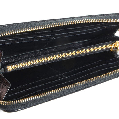 Prada Goatskin Woven Zip Around Wallet Black 5 of 8