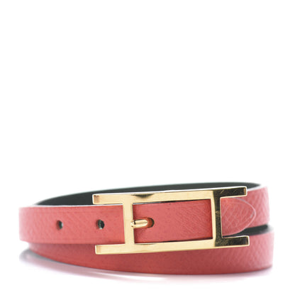 Hermes Epsom Behapi Double Tour Bracelet XS Rose Jaipur Vert Anglais 1 of 4